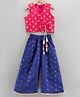 Twisha Sleeveless Motif Print Top With Contrast Palazzo Pants - Pink Blue