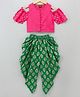 Twisha Half Cold Shoulder Sleeves Top With Motif Print Dhoti Pants - Pink Green