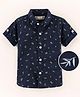 Jash Kids Cotton Woven Half Sleeves Shirt Printed - Navy Blue
