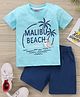 Babyhug Half Sleeves T-shirt & Short Text Print - Navy Blue