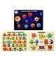 Enjunior Box Alphabets Solar System & Shapes Wooden Puzzle With Knobs Multicolor - 46 Pieces