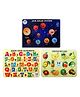 Enjunior Box Fruits Alphabets & Solar System  Wooden Puzzle With Knobs - 48 Pieces