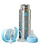 DOMENICO Stainless Steel Thermal Insulation Baby Feeding Bottle for New Born Baby With Handles 240 ml Blue (Print May Vary)