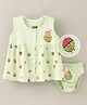 KandyFloss by Amul Sleeveless Frock With Bloomer Bear Print - Green