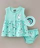 KandyFloss by Amul Sleeveless Frock With Bloomer Bunny Print - Blue