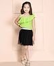Lilpicks Couture Sleeveless Solid Top With Skirt - Green & Black