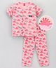 WOW Half Sleeves Shirt And Pyjama Sets Dinosaur Print - Pink