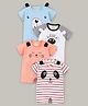 WOW Clothes Half Sleeves Rompers Animal Print & Striped Pack Of 4 - Multicolor