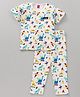 Wow Clothes Half Sleeves Night Suit Animal Print - White Blue