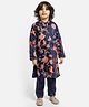Piccolo Full Sleeves Floral Printed Kurta And Pajama - Navy Blue