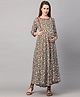 MomToBe Three Fourth Sleeves Ethnic Floral Print Maternity Dress - Daisy White
