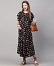 MomToBe Half Sleeves Floral Print Maternity Dress - Jet Black
