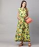 MomToBe Cap Sleeves Bright Floral Print Maternity Dress - Lemon Yellow