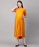MomToBe Three Fourth Sleeves Solid Maternity Kurta - Honey Yellow