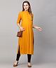MomToBe Three Fourth Sleeves Solid Maternity Kurta - Honey Yellow