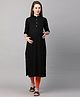MomToBe Three Fourth Sleeves Solid Maternity Kurta - Jet Black