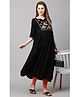 MomToBe Three Fourth Sleeves Ethnic Print Yoke Maternity Kurta - Jet Black