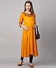 MomToBe Three Fourth Sleeves Ethnic Border Print Maternity Kurta - Bumblebee Yellow