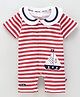 Little Folks Half Sleeves Romper With Boat Embroidery - Multicolor