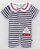 Little Folks Half Sleeves Romper With Boat Embroidery - Multicolor