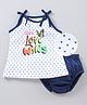 CUCUMBER Sleeveless Printed Cotton Slip & Bloomer Set - Navy