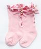 Flaunt Chic Button Bow Detailing Socks - Light Pink
