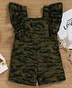 Kookie Kids Cotton Frill Sleeves Jumpsuit Camo Print - Green