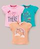 Mini Donuts Half Sleeves Tops Text Print Pack of 3 - Pink Blue Orange