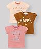 Mini Donuts Cap Sleeves Tops Text Print Pack Of 3- Multicolor