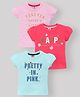 Mini Donuts Cap Sleeves Tops Text Print Pack Of 3- Multicolor