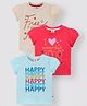Mini Donuts Cap Sleeves Tops Text Print Pack Of 3- Multicolor