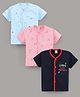Mini Donuts Half Sleeves Vests Multi Print Pack Of 3 - Pink Blue