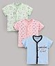 Mini Donuts Half Sleeves Vests Multi Print Pack Of 3 - Green Blue Peach