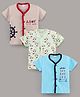 Mini Donuts Half Sleeves Vests Multi Print Pack Of 3 - Beige Green Blue