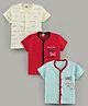 Mini Donuts Half Sleeves Vests Multi Print Pack Of 3 - Blue Maroon Yellow