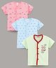 Mini Donuts Half Sleeves Vests Multi Print Pack Of 3 - Blue Pink Green