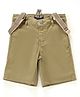 Gini And Jony Knee Length Shorts With Suspender - Khakhi (Suspender Design May Vary)