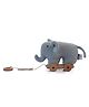 Pluchi Push & Pull Elephant Toy on Wooden Cart - Multicolour