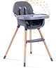 Bonfino Feaster 3-in-1 High Chair - Compact, Portable, Adjustable Tray, Dark Grey| Small Chair & Dining Chair Modes| 5-point Safety Harness| Dishwasher Safe Food Tray| Wooden Legs with Anti-skid Cap