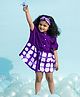 Tiber Taber Half Sleeves  Tie Dye Clamp Girls Kaftan Dress - Purple
