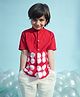 Tiber Taber Halfsleeves Tie Dye Printed Shirt  - Red