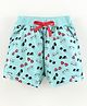 Sundae Kids Above Knee Length Cotton Goggle Print Shorts - Sky Blue