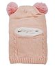 MOMISY Knitted Woolen Monkey Design Cap Light Pink - Diameter 45 cm- Diameter 45 cm