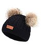 Momisy Pom Pom Design Beanie Solid Black- Diameter 16 cm