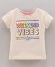 Vitamins Half sleeves Top Weekend Vibes Print - Oat Melange Pink
