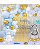 Shopperskart 3rd Happy Birthday Party Decoration Kit Blue Golden - Pack of 125