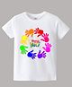 KAVEE Half Sleeves Happy Holi Printed Bio Washed Tee - White