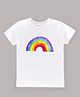 KAVEE Half Sleeves Cotton Biowashed   Rainbow Print Tee - White