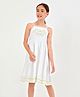 Primo Gino Singlet Knee Length Frock Floral Embroidered - White
