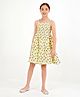 Primo Gino Sleeveless Frock Floral Print- Yellow
